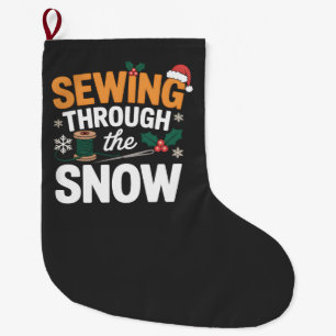Grande Chaussette De Noël Coudre à travers la neige drôle de courtepointe de