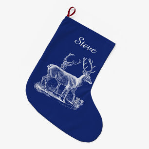 Grande Chaussette De Noël Couleur bleue de Noël Rustique personnalisée