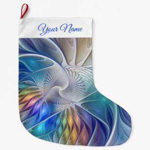Grande Chaussette De Noël Couleur Florale Abstraite Art Fractal Nom de Fleur