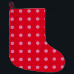 Grande Chaussette De Noël Couleur rouge rose vintage Pois Classic rétro<br><div class="desc">Style rétro vintage Design Extraordinaire</div>