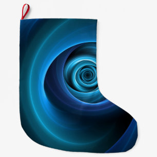 Grande Chaussette De Noël Couleurs bleu spirale 3D Art Abstrait fractal mode