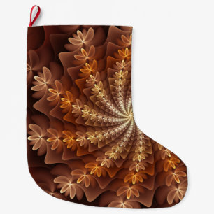 Grande Chaussette De Noël Couleurs chaudes, Abstrait moderne Motif d'art fra