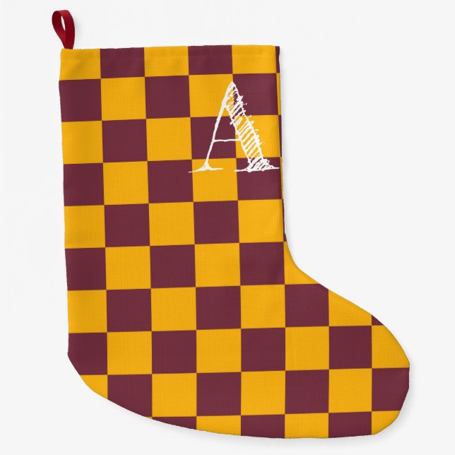 Grande Chaussette De Noël Couleurs de l'équipe sportive moderne Checkerboard (Devant)