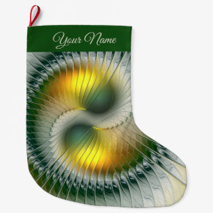 Grande Chaussette De Noël Couleurs de Noël Yin Yang Abstrait Nom de Fractale