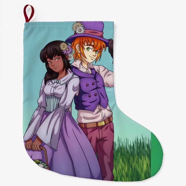 Grande Chaussette De Noël Couple de Pâques (Devant)