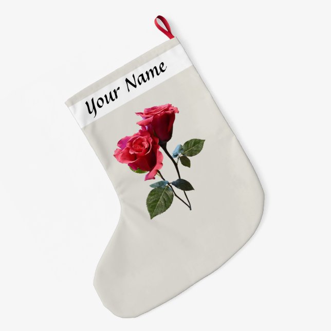 Grande Chaussette De Noël Couple de Roses (Dos (Accrochage))