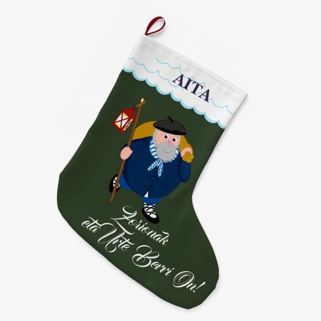 Grande Chaussette De Noël Coutume, Olentzero + "Eta de Zorionak Urte Berri (Devant (Accrochage))
