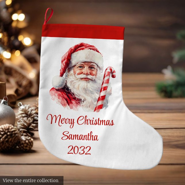 Grande Chaussette De Noël Cozy Santa Claus Minimalist Script Font Stocking (Cozy Santa Claus Minimalist Script Font Stocking)