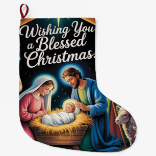 Grande Chaussette De Noël Crèche de Noël