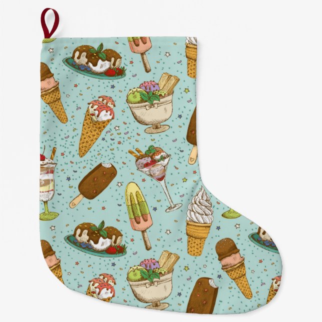Grande Chaussette De Noël Crème glacée (Devant)