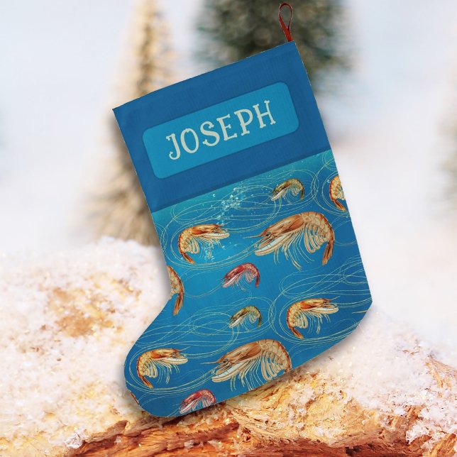 Grande Chaussette De Noël Crevettes dans l'eau Stockage de Noël personnalisé (Créateur téléchargé)