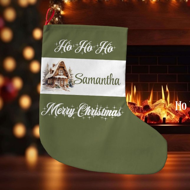 Grande Chaussette De Noël Custom Family Name Christmas Stocking (Custom Family Name Christmas Stocking)