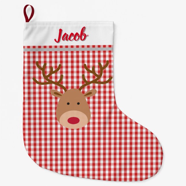 Grande Chaussette De Noël Customize Christmas Stocking - Rudolph (Devant)