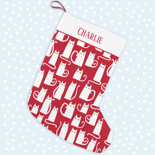 Grande Chaussette De Noël Cute chat rouge et blanc Personnalisé