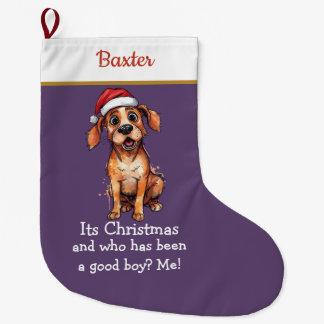 Grande Chaussette De Noël Cute Dog Christmas Stocking – with funny text