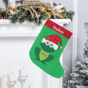 Grande Chaussette De Noël Cute Grenouille Enfants Personnalisés