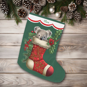 Grande Chaussette De Noël Cute Koala Bear Peeking