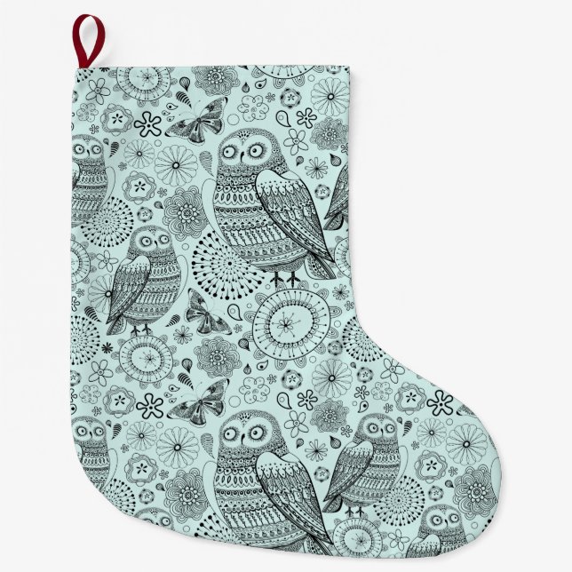 Grande Chaussette De Noël Cute Owl Motif (Devant)