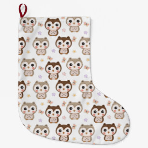 Grande Chaussette De Noël Cute Owl Motif