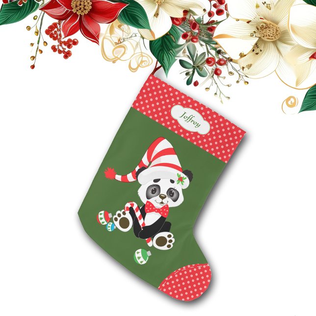 Grande Chaussette De Noël Cute Panda Bear Polkadot (Créateur téléchargé)