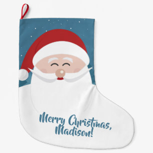 Grande Chaussette De Noël Cute Père Noël texte personnalisé Stockage de Noël