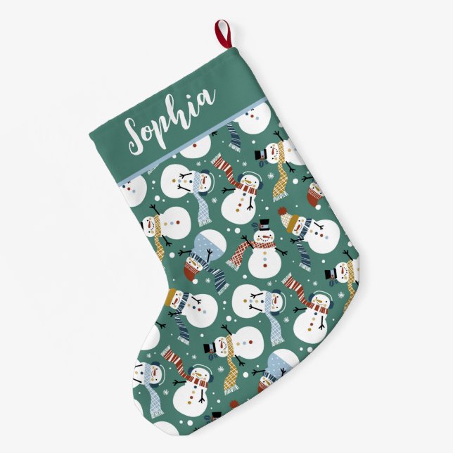 Grande Chaussette De Noël Cute Snowmen (Dos (Accrochage))