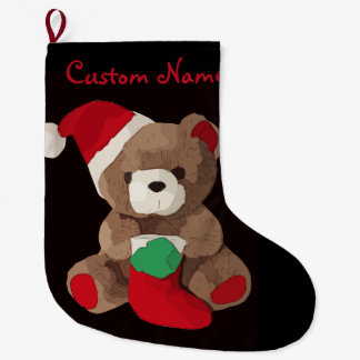 Grande Chaussette De Noël Cute Teddy Bear Nom personnalisé