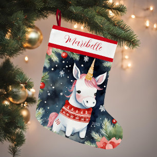 Grande Chaussette De Noël Cute Xmas Unicorn