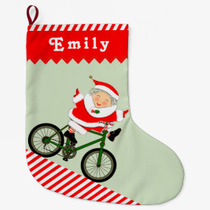 Grande Chaussette De Noël Cycliste Vélo grand stockage de Noël