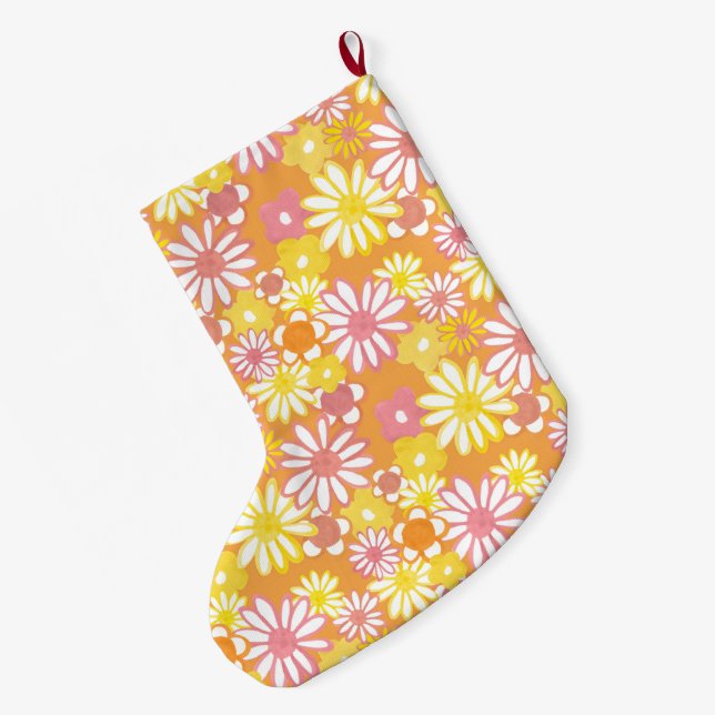 Grande Chaussette De Noël Daisies d'été (Dos (Accrochage))
