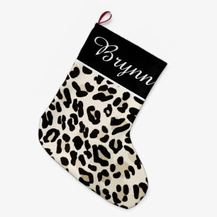Grande Chaussette De Noël Décoration Empreinte de léopard de vacances pers