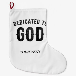 GRANDE CHAUSSETTE DE NOËL DÉDIÉ À DIEU COOL PERSONNALISABLE NOIR TEXTE