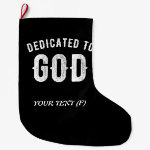 GRANDE CHAUSSETTE DE NOËL DÉDIÉ À DIEU PERSONNALISABLE COOL TEXTE BLANC