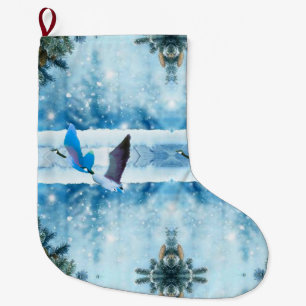 Grande Chaussette De Noël Deux bas bleus d'oies de Noël