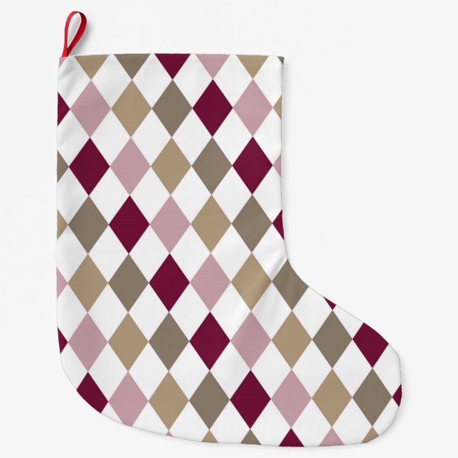 Grande Chaussette De Noël Diamants d'or rose chic (Devant)