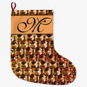 Grande Chaussette De Noël Diamants élégants pierres précieuses jaune orange