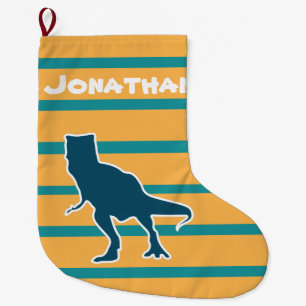 Grande Chaussette De Noël Dinosaure coloré T-rex dessin animé jurassique