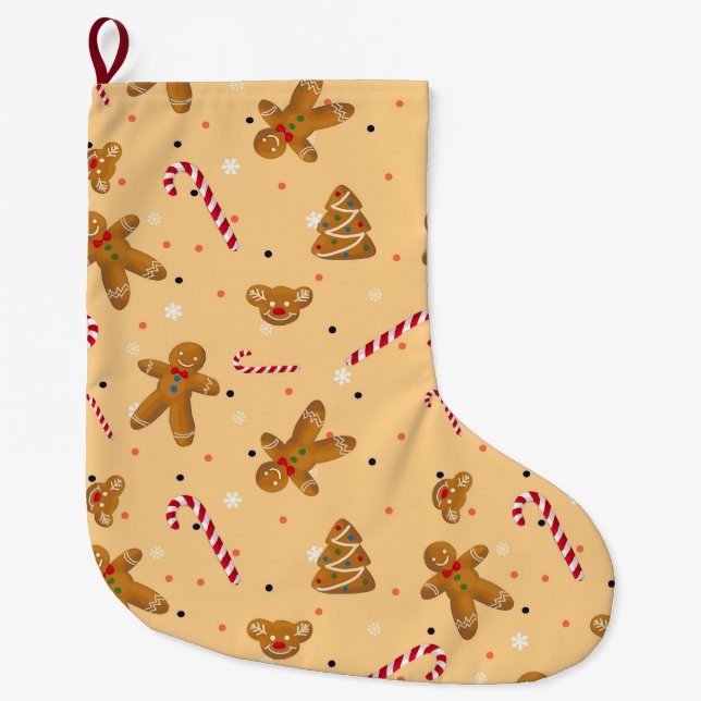 Grande Chaussette De Noël Diseño de galletas navideñas (Devant)