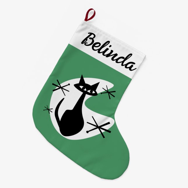 Grande Chaussette De Noël do-it-yourself Noël Stocker - Age atomique Cat Sta (Devant (Accrochage))