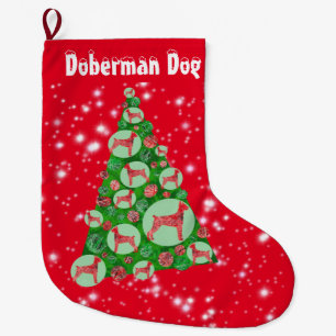 Grande Chaussette De Noël Doberman Pinscher Chien Décor d'arbre de Noël
