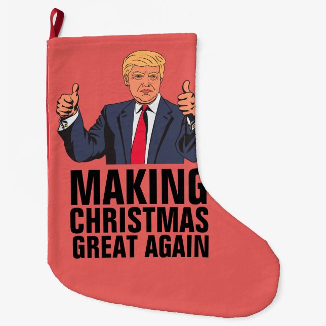 Grande Chaussette De Noël DONALD TRUMP STOCKAGE DE NOËL, Drôle (Devant)