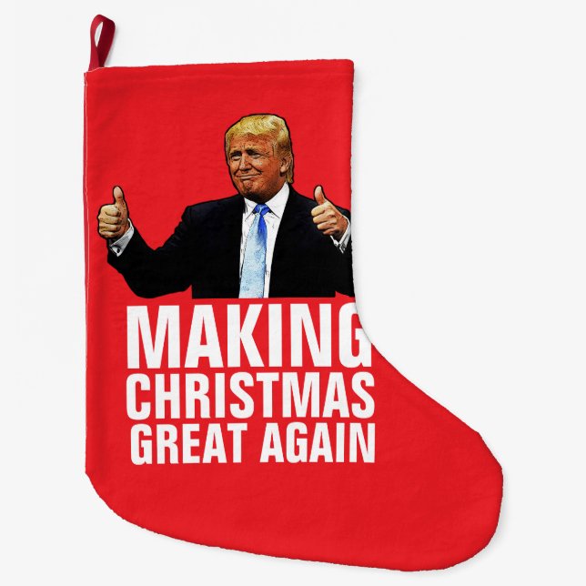 Grande Chaussette De Noël DONALD TRUMP STOCKAGE DE NOËL, Drôle (Devant)