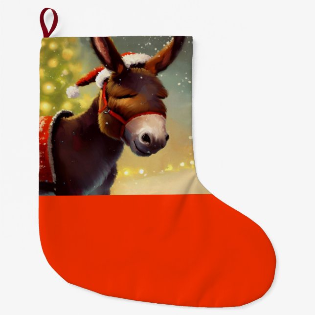 Grande Chaussette De Noël Donkey de Noël 4 (Devant)