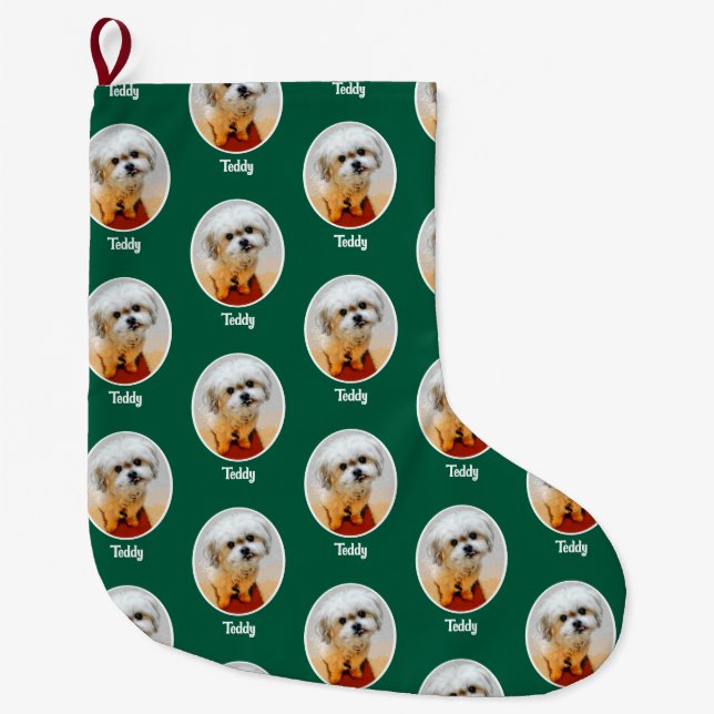 Grande Chaussette De Noël Douce Malshi verte (Devant)