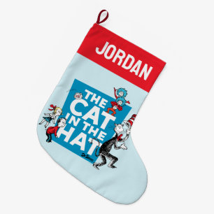 Grande Chaussette De Noël Dr. Seuss   Logo du Chat dans le Chapeau - Personn