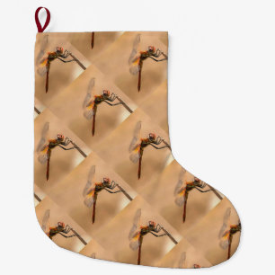 Grande Chaussette De Noël Dragonfly peinte isolée contre Ecru