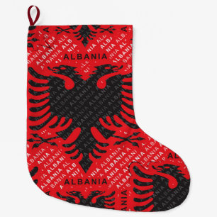 Grande Chaussette De Noël drapeau albanais modèle 2