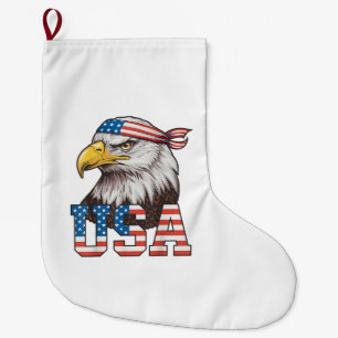 Grande Chaussette De Noël Drapeau américain USA Hommes Femmes Enfants Aigle