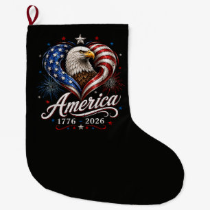 Grande Chaussette De Noël Drapeau Amérique 250e anniversaire Aigle 250 Ans