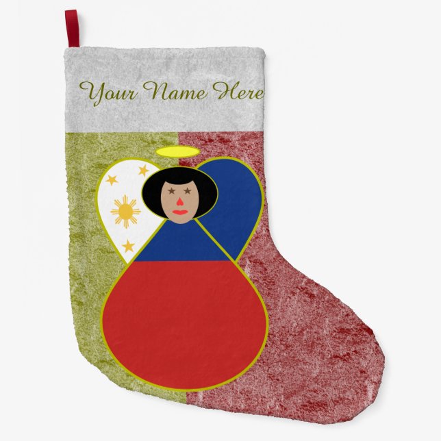 Grande Chaussette De Noël Drapeau ange des Philippines ou philippin (Devant)